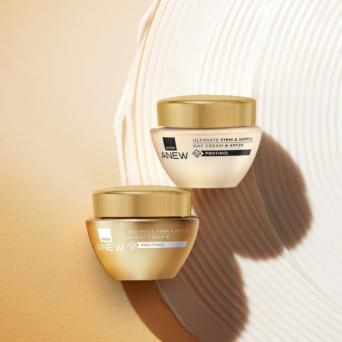 AVON Anew cream texture close-up illustrating lightweight, spreadable hydration
