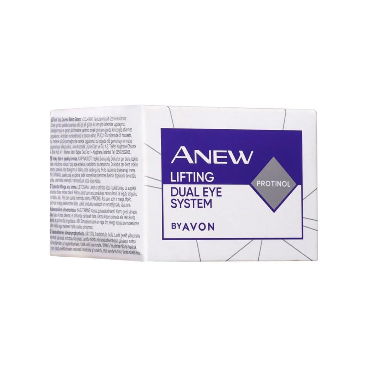AVON ANEW held in hand for scale, shows compact 2x10ml travel-friendly size