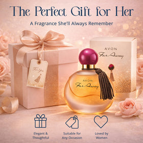 AVON Far Away label and ingredient list close-up showing quality composition