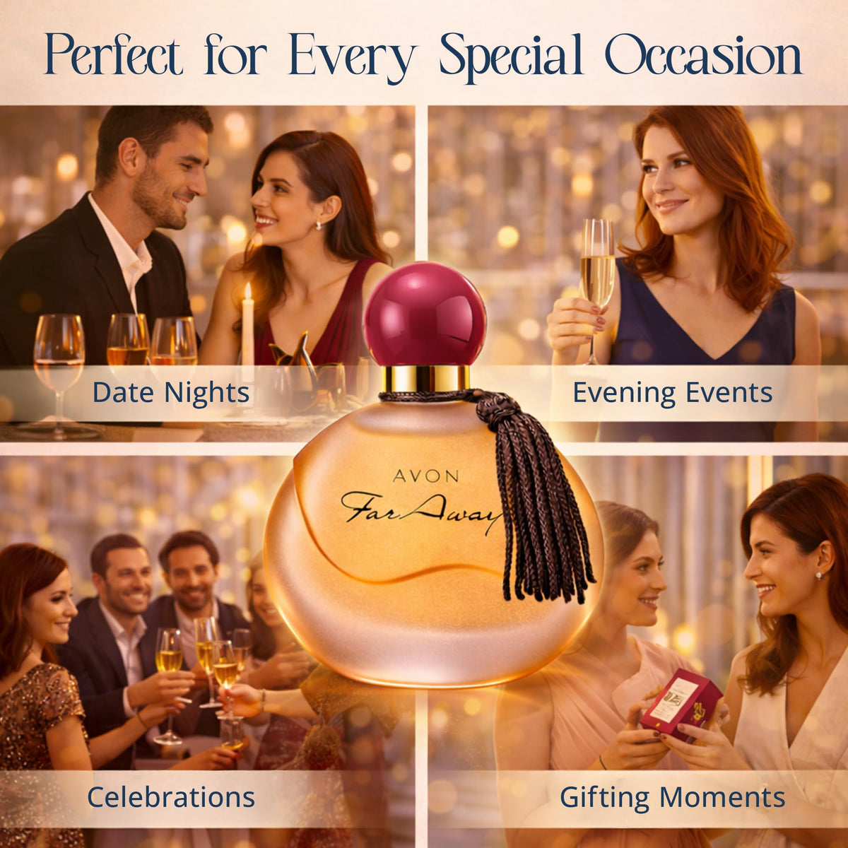 AVON Far Away wrapped gift box showing ready-to-give presentation and elegance