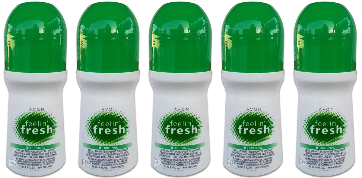 AVON Feelin' Fresh roll-on bottle front view showing label and fresh-scent benefit