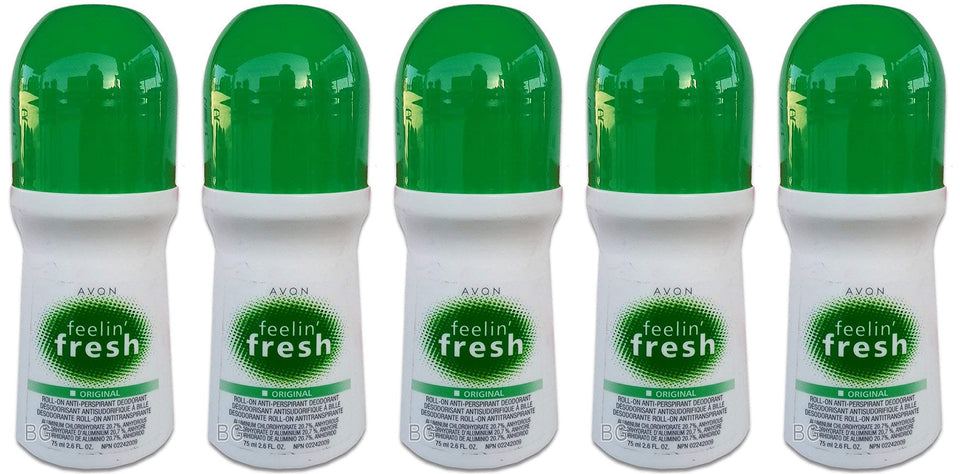 AVON Feelin' Fresh roll-on bottle front view showing label and fresh-scent benefit