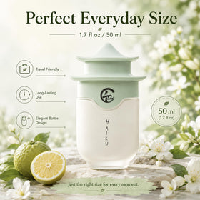 Haiku staged on bathroom vanity, AVON fragrance as daily signature on dresser