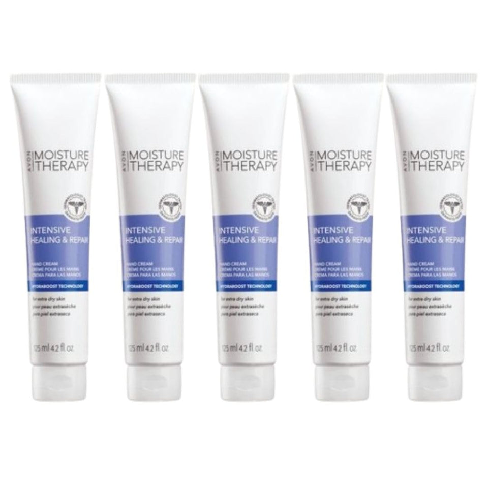 AVON front packaging showing five tubes and product details for dependable hydration