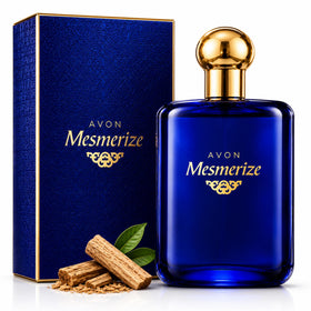 AVON Mesmerize front bottle showing deep-blue design and refined look benefits gifting