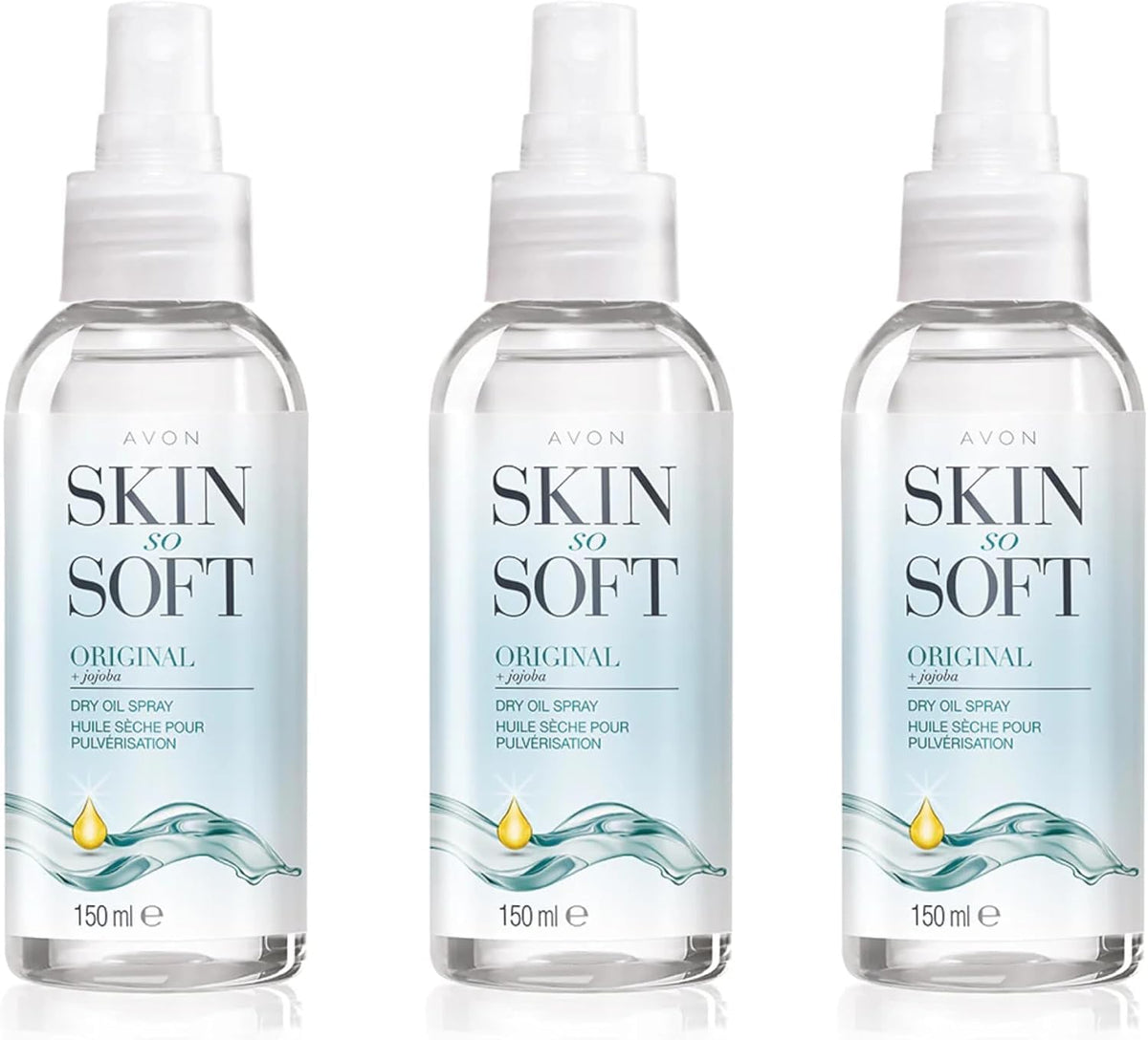 AVON SKIN SO SOFT held in hand for size comparison and travel convenience