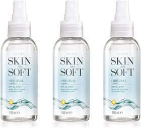 AVON SKIN SO SOFT held in hand for size comparison and travel convenience