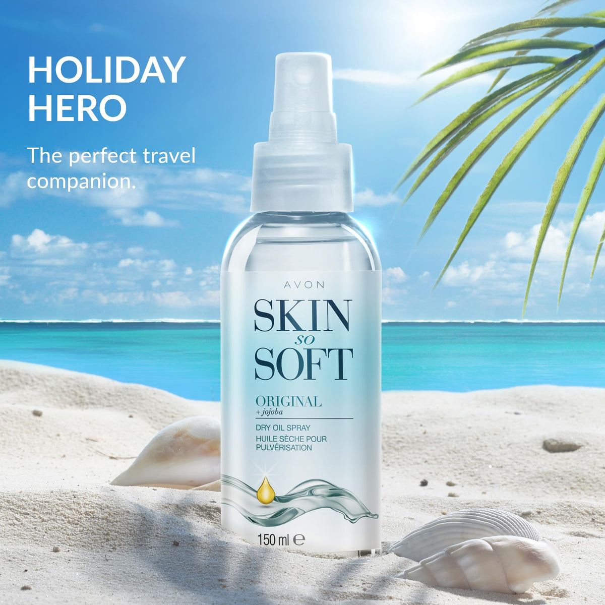 AVON SKIN SO SOFT bottle label detail focused on ingredient list and no added fragrance note
