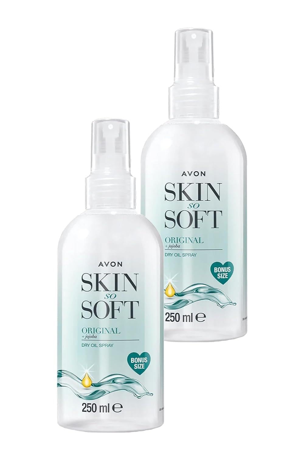 AVON SKIN SO SOFT front packaging showing two bottles and value pack benefit