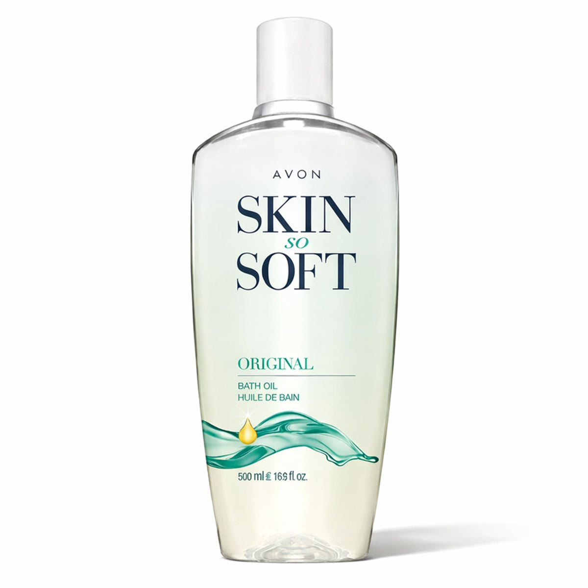 AVON Skin So Soft front packaging showing bottle and logo for trusted hydration