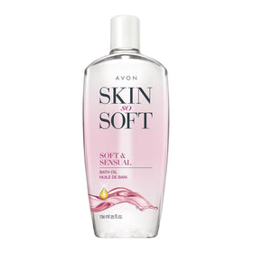 AVON Skin So Soft front packaging showing bottle and label, highlights generous size