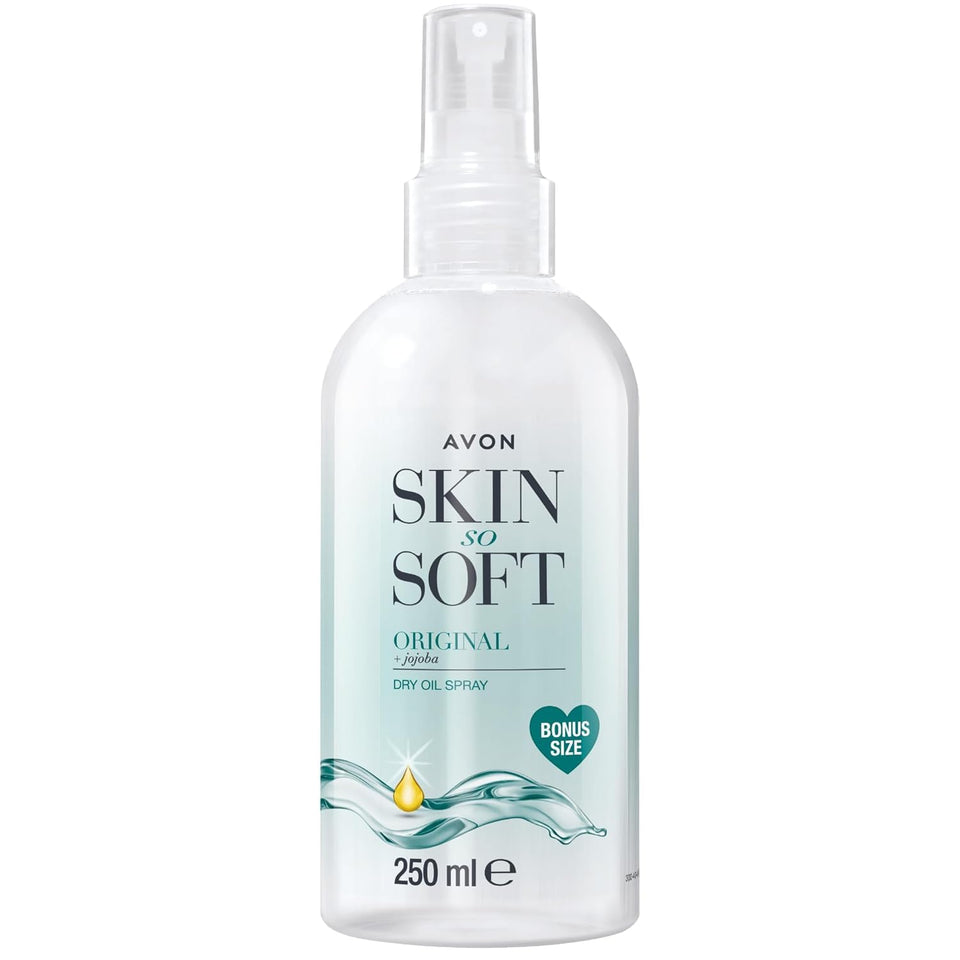 AVON SKIN SO SOFT front packaging showing bottle and label for quick recognition and trust