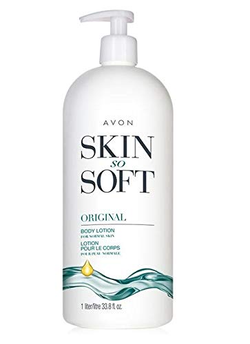 AVON Skin So Soft front pump bottle showing large size and easy dispensing
