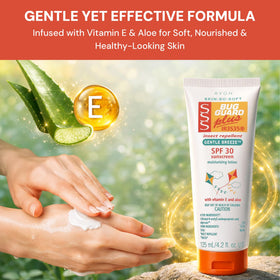 AVON Skin So Soft close-up of Vitamin E and Aloe ingredients for soothing benefit