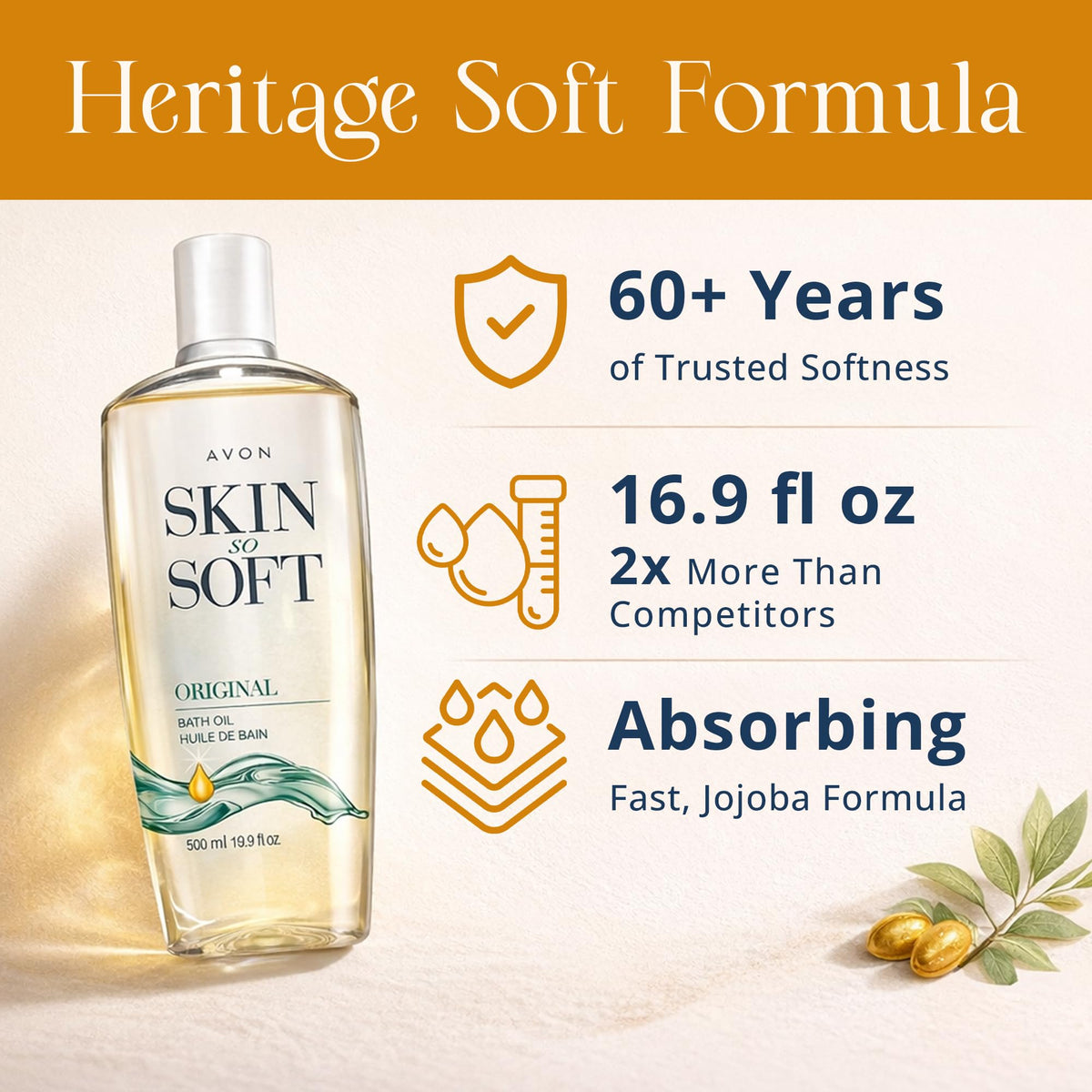 AVON Skin So Soft on bathroom shelf in lifestyle scene suggesting daily use