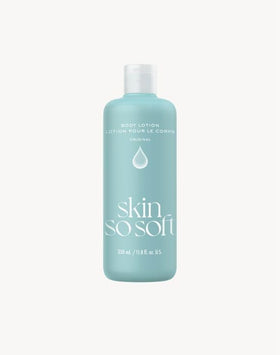 AVON Skin So Soft on bathroom vanity in lifestyle scene, daily routine convenience benefit