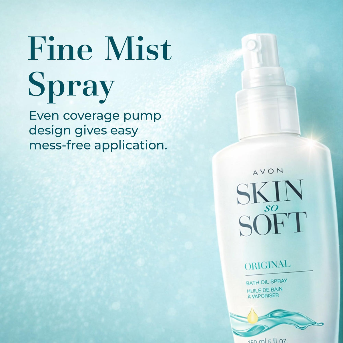 avon spray in use on damp skin showing quick application benefit