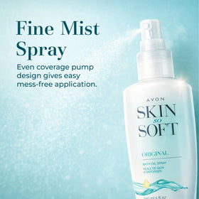 avon spray in use on damp skin showing quick application benefit