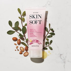 AVON product applied on forearm, showing visible soft glow and lightweight feel