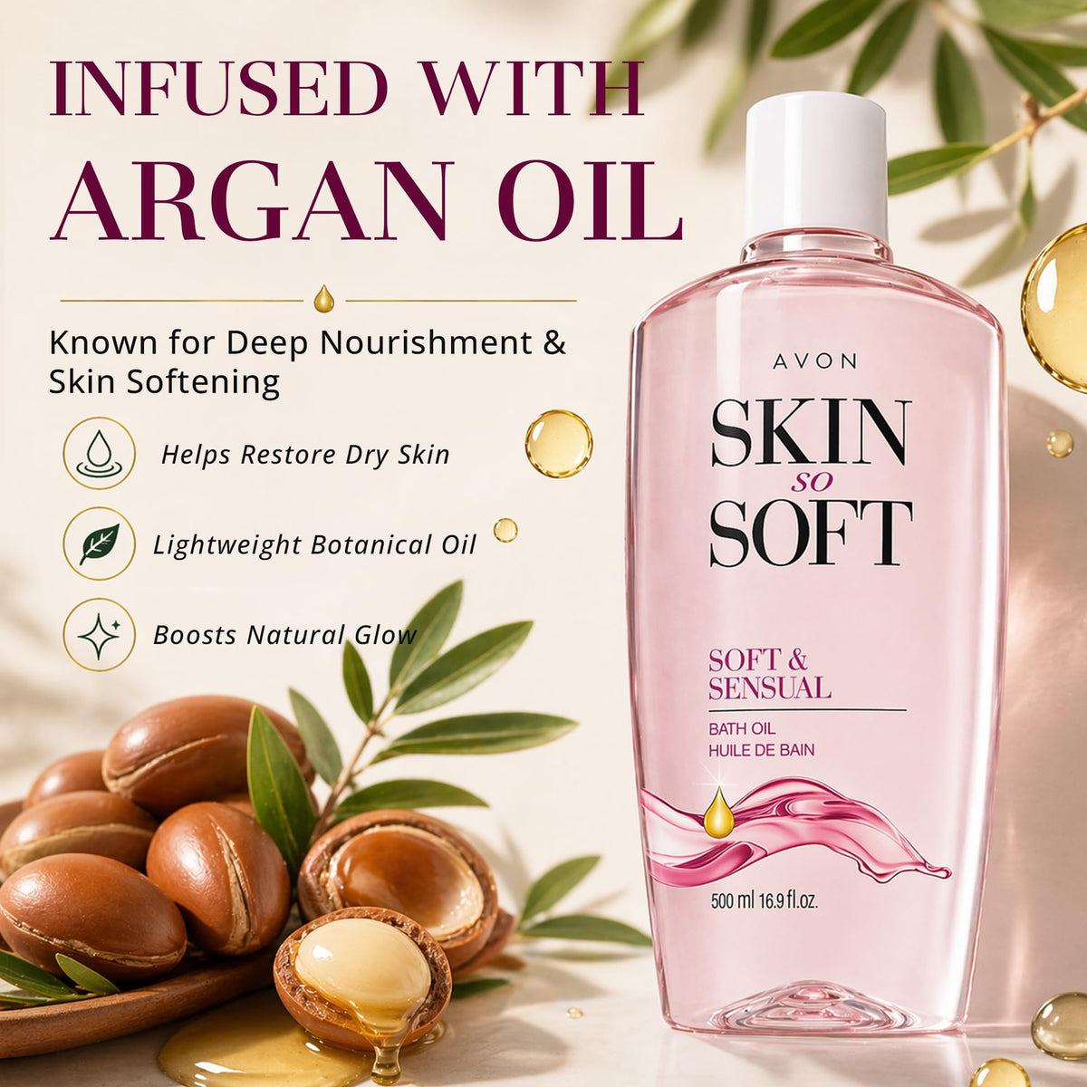 AVON cap detail highlighting secure closure and easy dispensing benefit