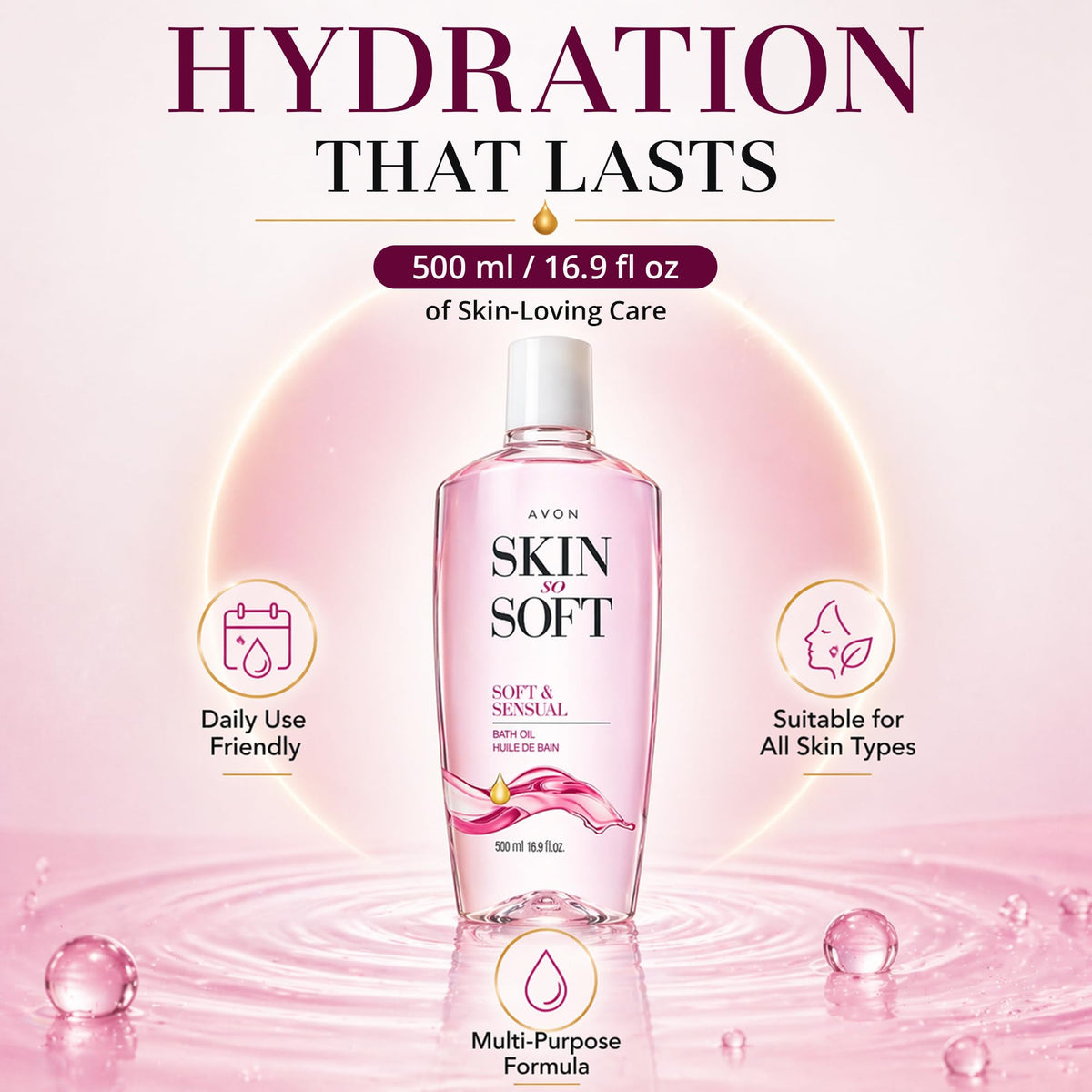 AVON in styled bathroom conveying ritual use and relaxing sensory benefit