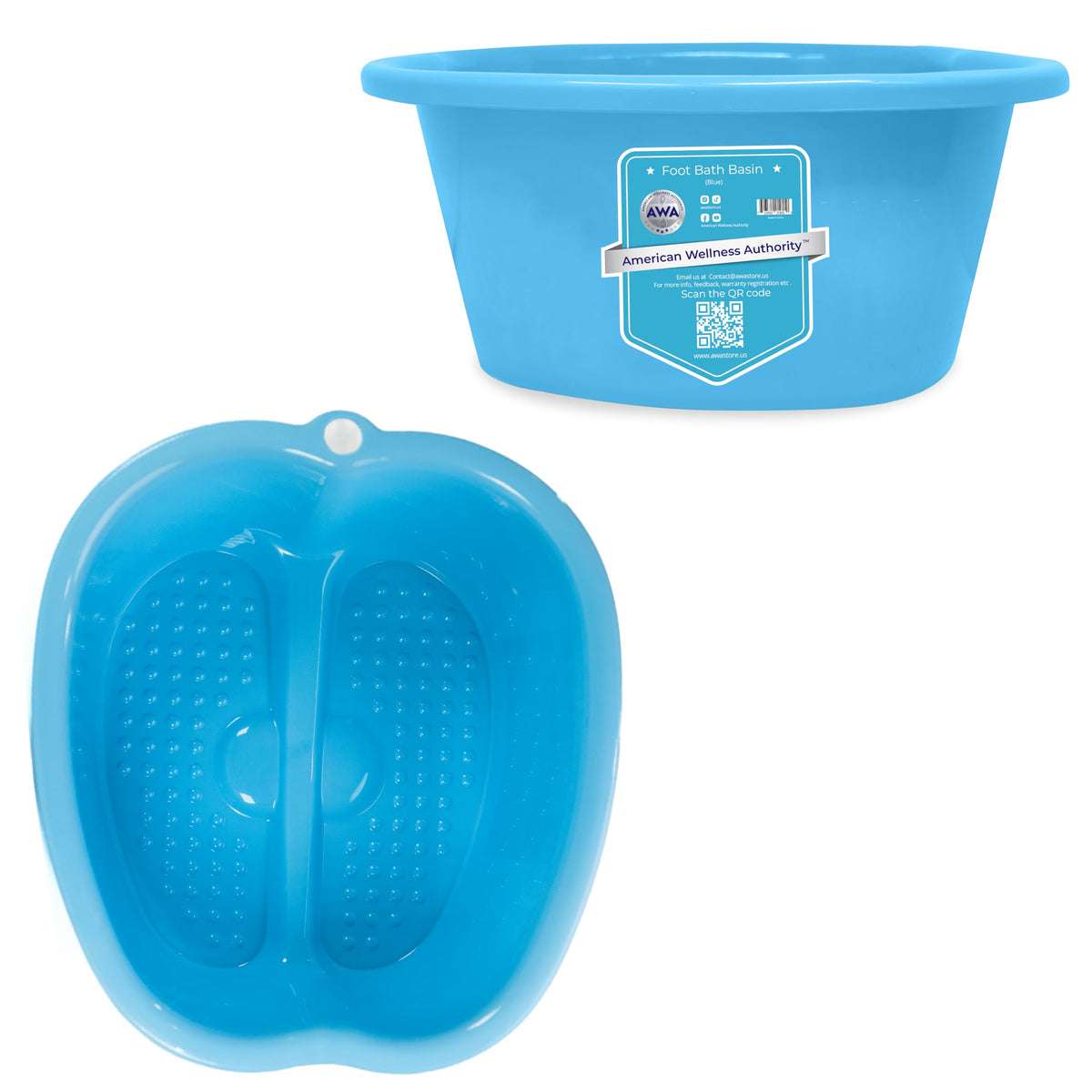 American Wellness Authority front view of extra large foot bath showing roomy basin and stability
