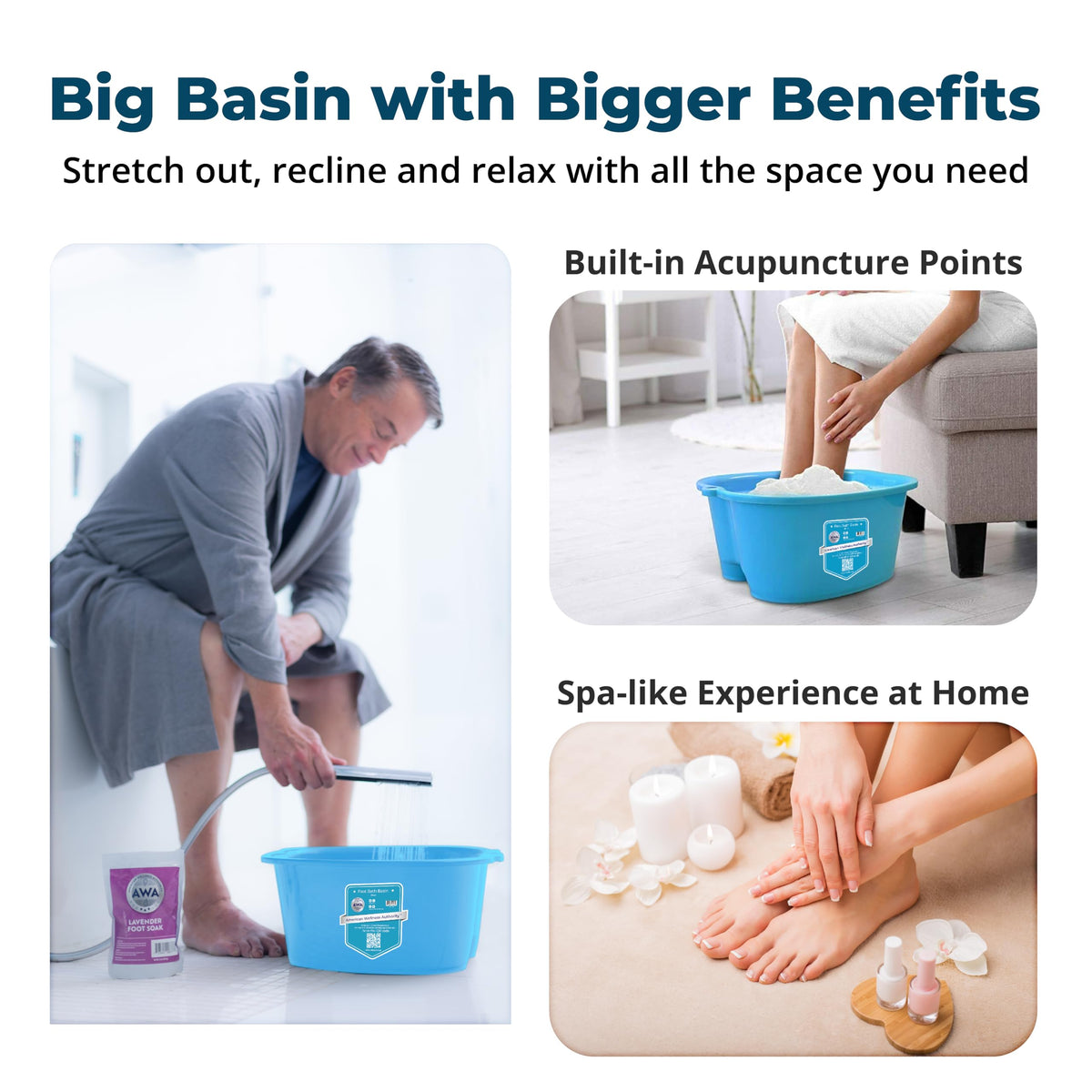 American Wellness Authority size comparison with a model foot to show fit for men's size 15