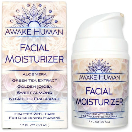 Awake Human front packaging showing calming aloe blend and benefits