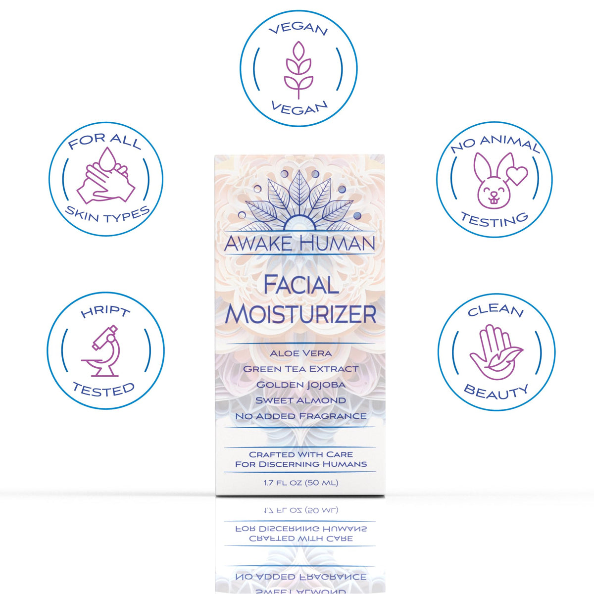 Awake Human ingredient label close-up confirming organic, vegan formulation