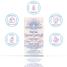 Awake Human ingredient label close-up confirming organic, vegan formulation