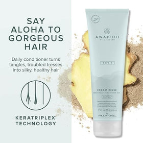 Awapuhi Wild Ginger creamy conditioner texture on hand, nourishing slip for detangling