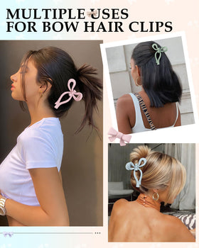 AWAYTR bow clips in different colors showing outfit-matching options