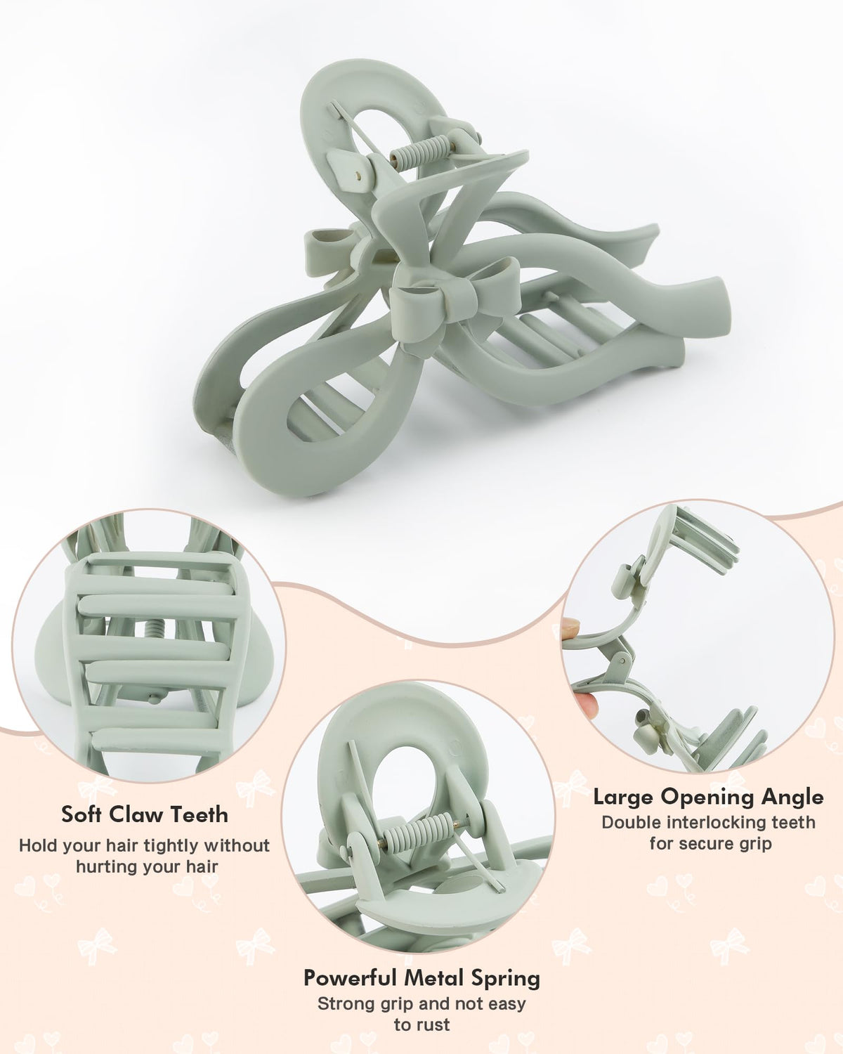AWAYTR bow clip securing long hair for comfortable hold