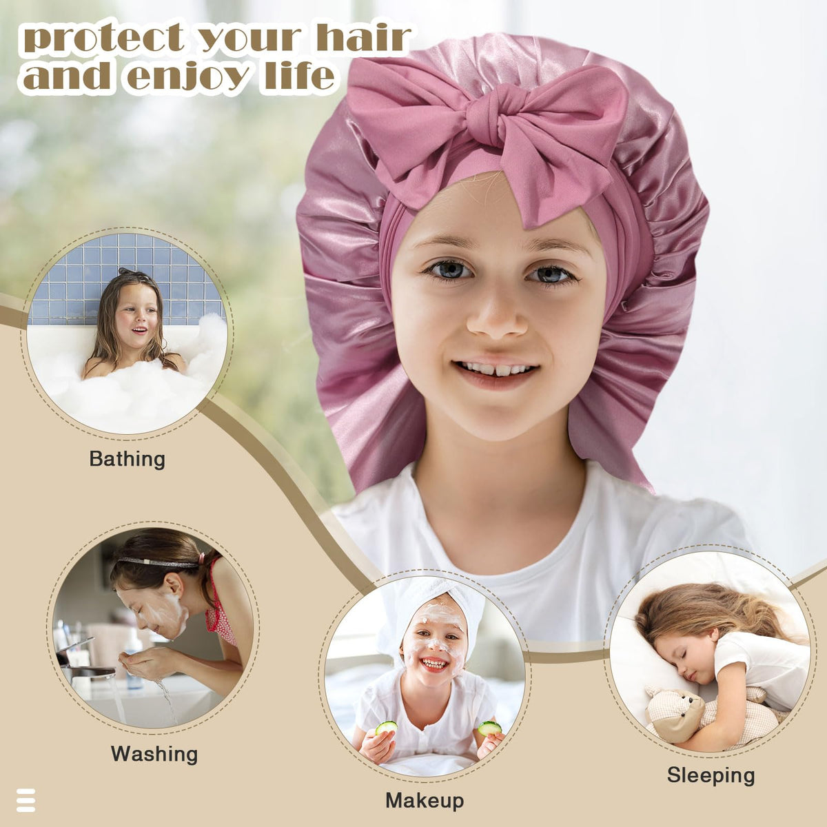 AWAYTR child wearing bonnet while sleeping showing comfortable overnight protection