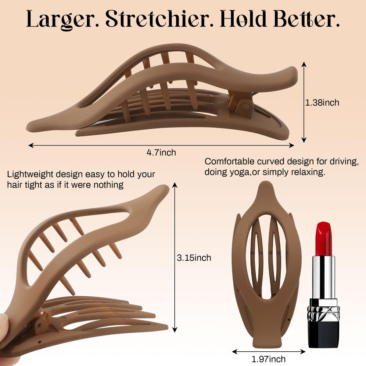 AWAYTR inner teeth detail demonstrating firm grip without hair damage