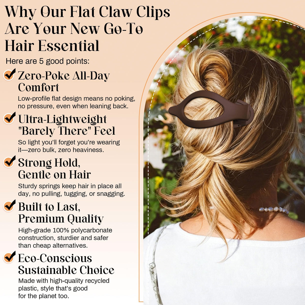 AWAYTR side profile clip clipped into hair for secure, comfortable wear