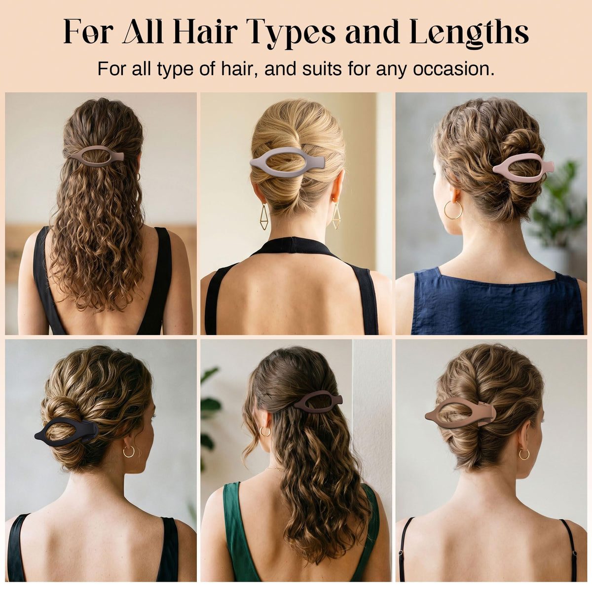 AWAYTR all six clip colors arranged to show styling and outfit matching