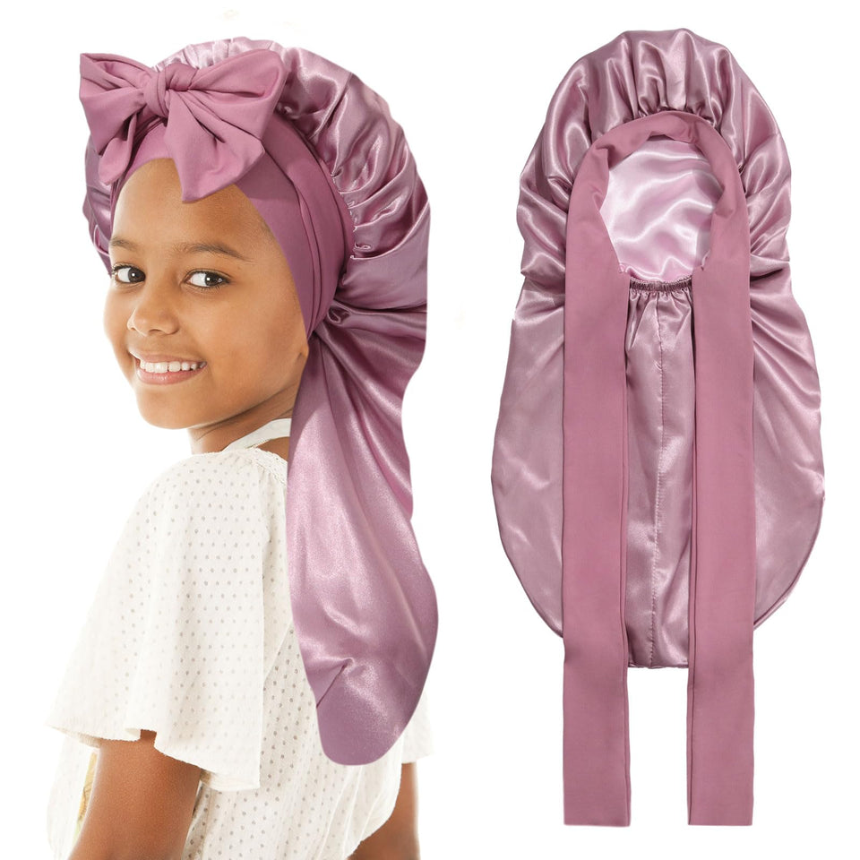 AWAYTR front view of rose gold and pink bonnet showing neat fit and protection