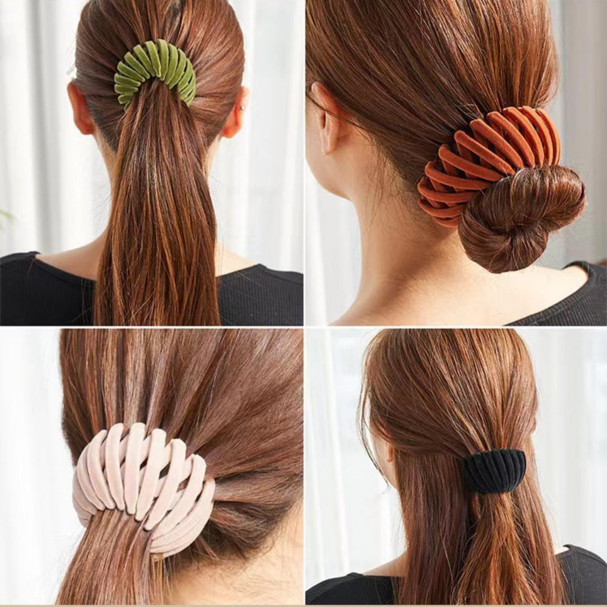 Aweoisa in-use bun style demonstrating easy updo creation and comfortable secure hold benefit