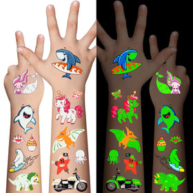 AWINMAY front packaging showing 16 tattoo sheets and colorful designs, ideal for parties