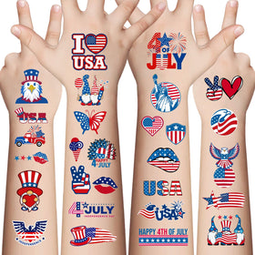 AWINMAY front packaging showing 80 patriotic tattoos and party-ready benefit
