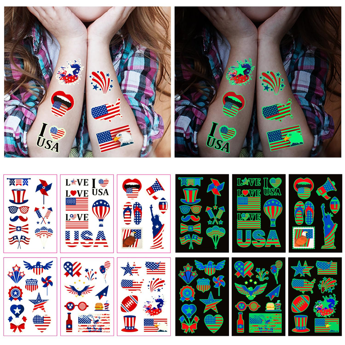 AWINMAY tattoo sheet next to hand showing actual size and handy quantity