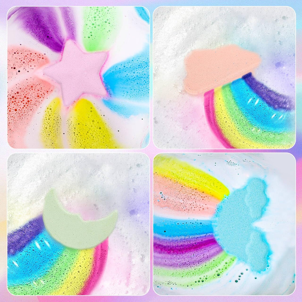 AWKUWA bath in use with rainbow colors, fun visual bath experience