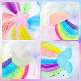 AWKUWA bath in use with rainbow colors, fun visual bath experience