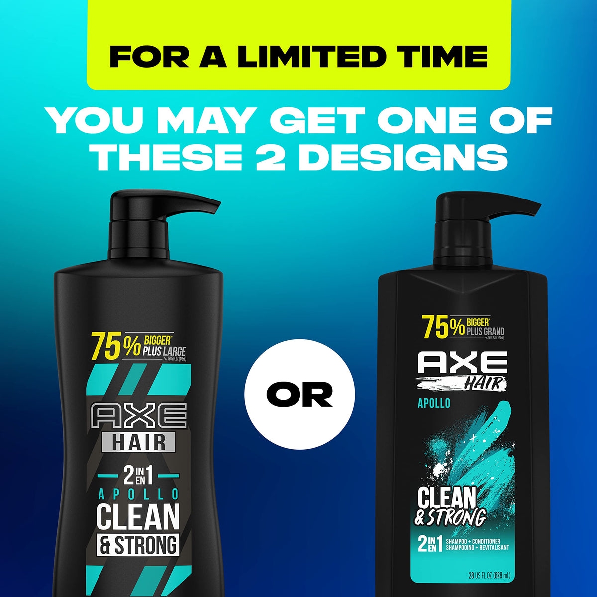 AXE Apollo label closeup highlighting scent and recyclable bottle benefit
