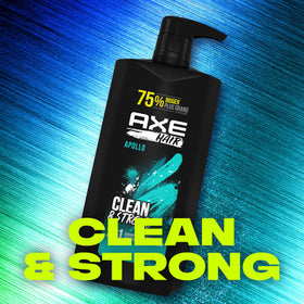 AXE Apollo bottle recycled plastic mark emphasizing sustainable packaging benefit