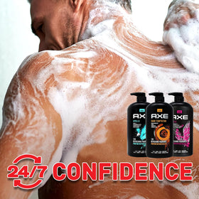 AXE Apollo pump-top detail highlighting easy dispensing and travel-friendly benefit