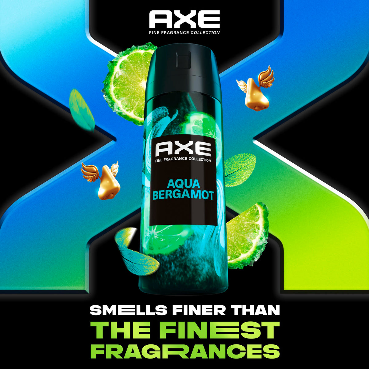 AXE Aqua Bergamot spray mist close-up showing fast refreshing effect