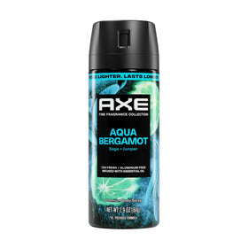 AXE Aqua Bergamot front can showing crisp packaging and confident scent