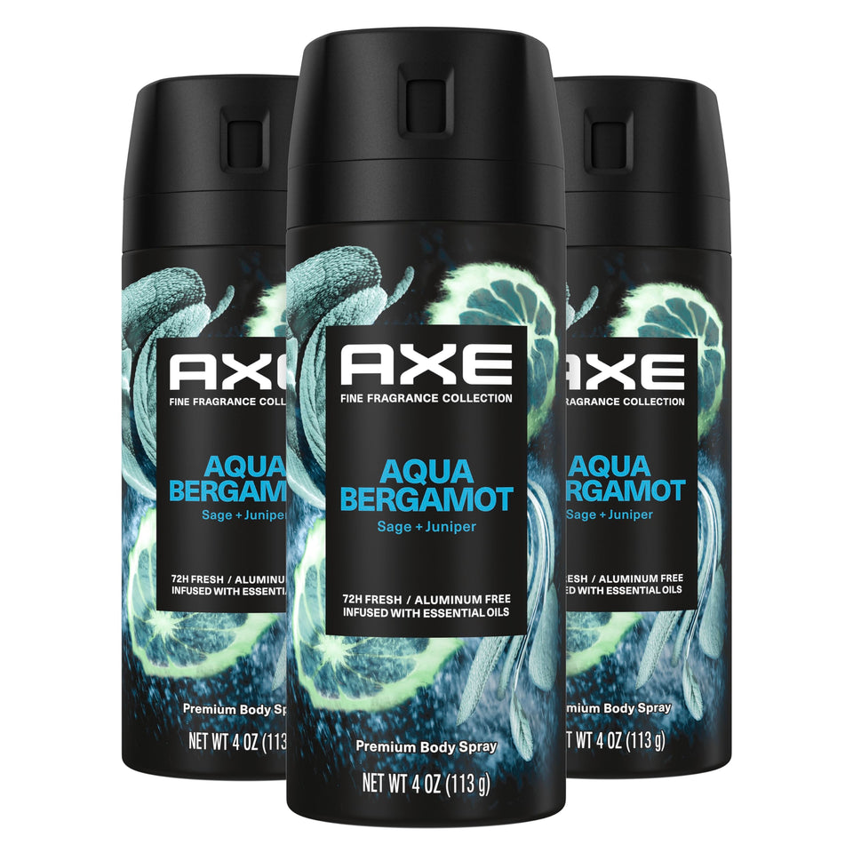 AXE Aqua Bergamot front packaging showing sleek can and branding for immediate recognition and style
